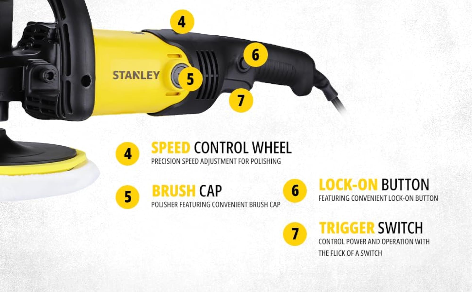 SP137 1300W 180mm Polisher for Buffing and Waxing Applications